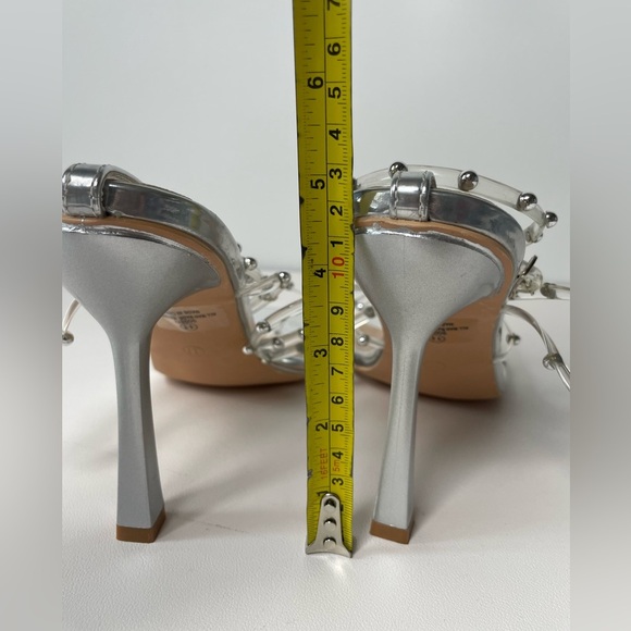 Lulus Silver Goosyy Silver Patent Studded High Heel Sandals Women size 11 - Picture 8 of 9